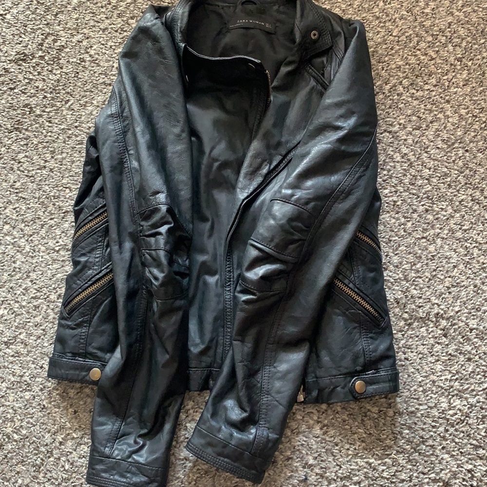 Zara Lamb Leather Biker Jacket - Picture 10 of 16